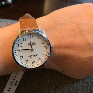 SOLD- Authentic Coach 36m stainless steel leather watch